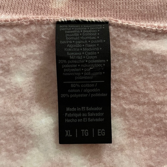 Oversized Pink White Tie Dye Sweatshirt XL Soft Fleece Crewneck New No Tags - Picture 3 of 5